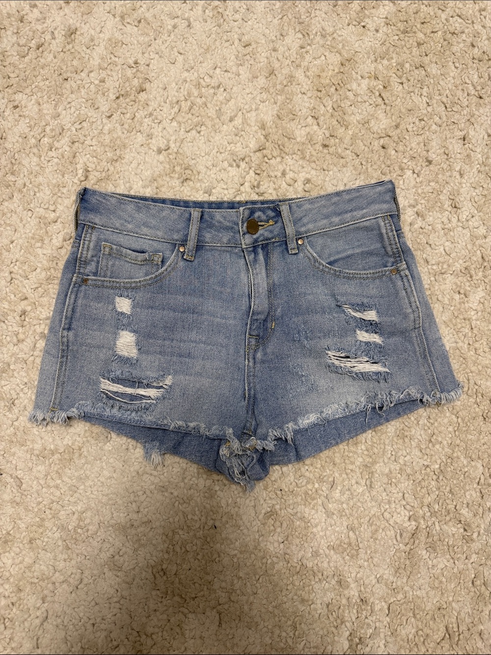 NWOT Women’s Light Blue Distressed High Rise Denim Cutoff Shorts